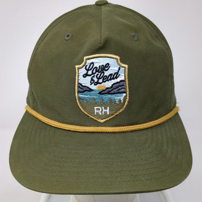 Richardson 5 Panel Green One Size Love Lead Patch Rope Hat Outdoor Snapback