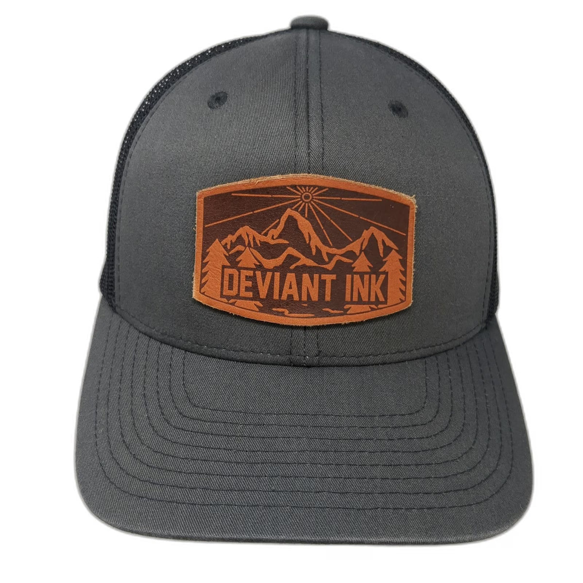 Yupoong Deviant Ink Trucker Hat Gray One Size Snapback Mesh Back Mountain Patch