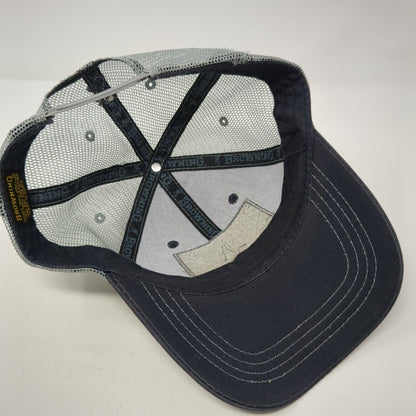 Browning Flag Mesh Back Trucker Hat Gray One Size Adjustable Outdoor