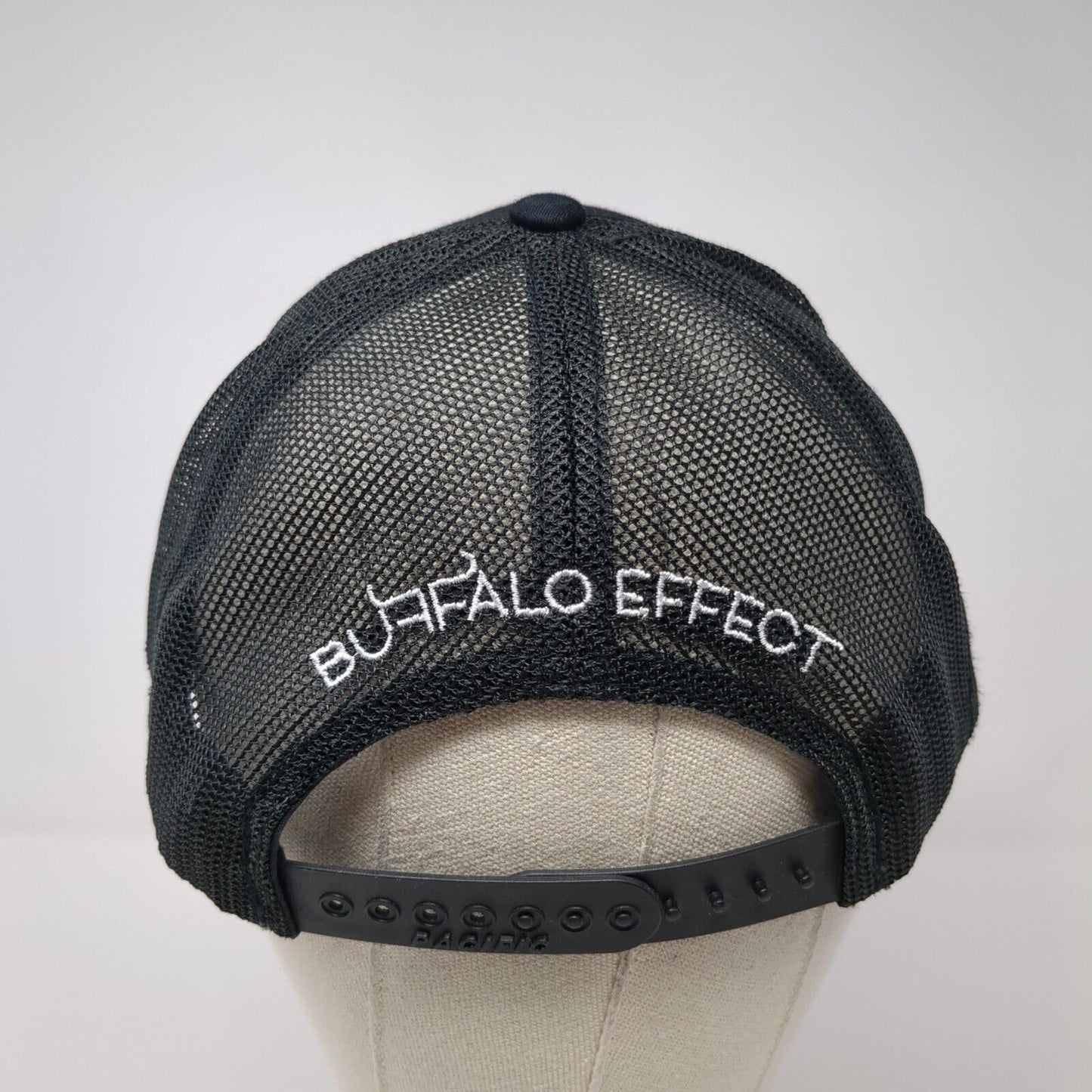 Buffalo Effect Snapback Mesh Back Trucker Hat Black One Size Solid
