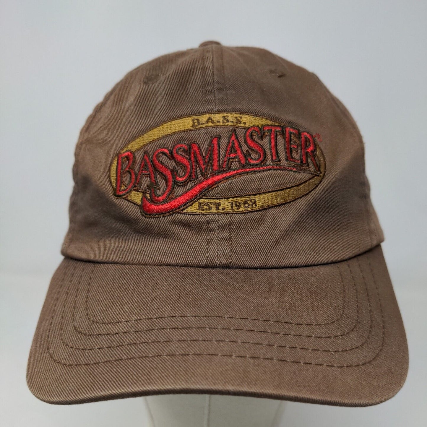 Bassmaster Men's Slideback Hat Brown Size OSFA Embroidered Logo 100% Cotton