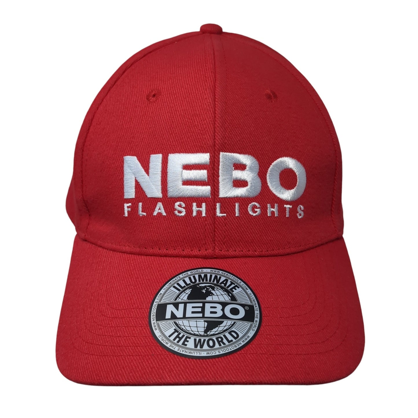 NEBO Flashlights Strapback Hat Red One Size Adjustable Embroidered