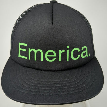 Emerica Trucker Hat Black Green One Size Mesh Back Foam Snapback Skateboarding