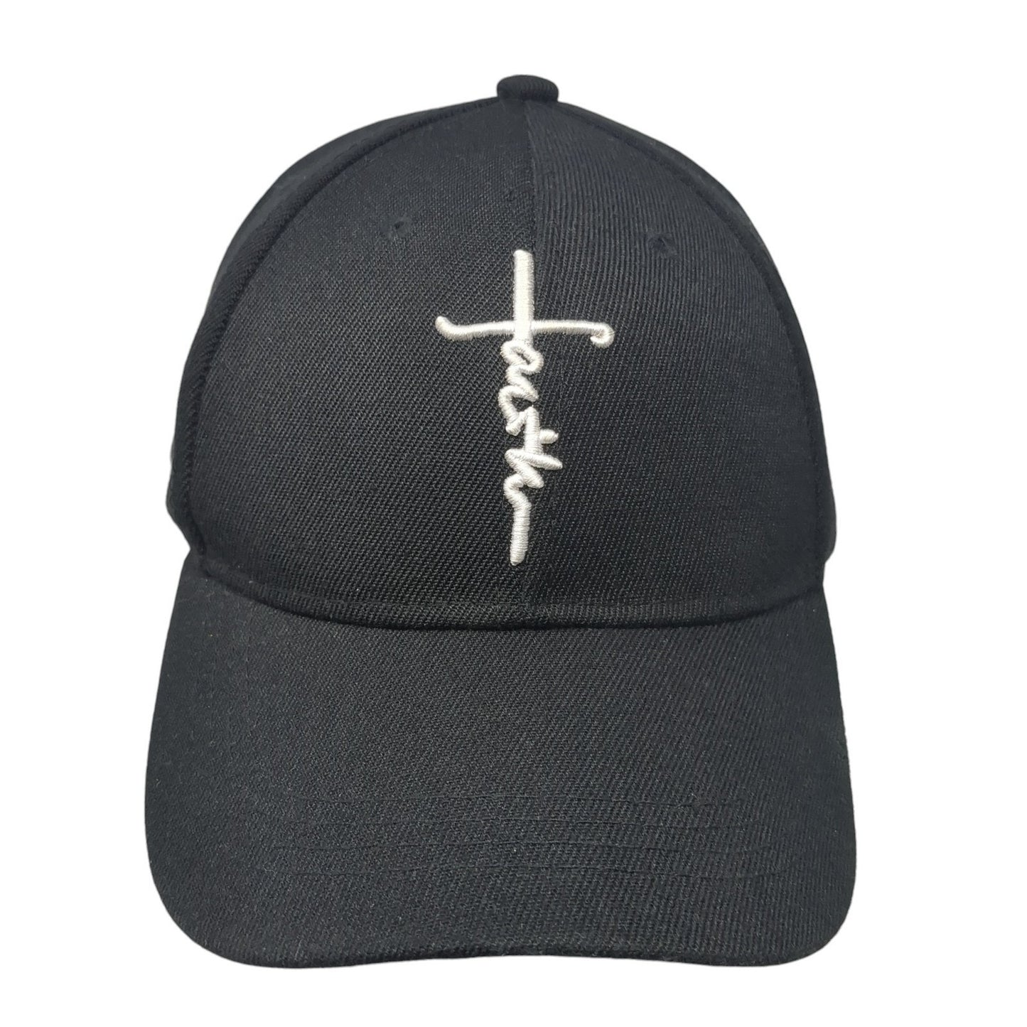 Faith Slideback Baseball Cap Black One Size Adjustable Embroidered 6 Panel