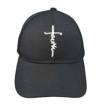 Faith Slideback Baseball Cap Black One Size Adjustable Embroidered 6 Panel