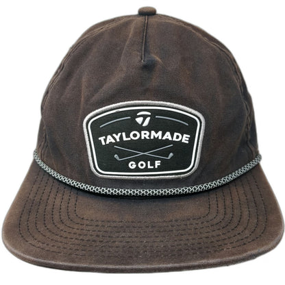 TaylorMade 5 Panel Black One Size Golf Snapback Rope Hat Cotton Patch Logo Flat
