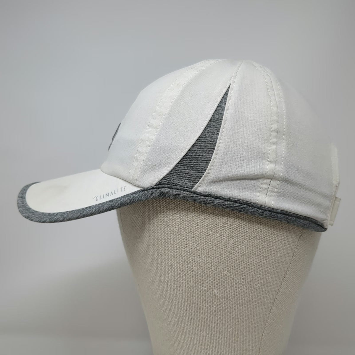 Adidas Baseball Cap White One Size Climalite Performance Gray Panels Strap Hat