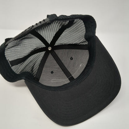 Adam's Meat Shop Patch Snapback Trucker Hat Black One Size Mesh Back