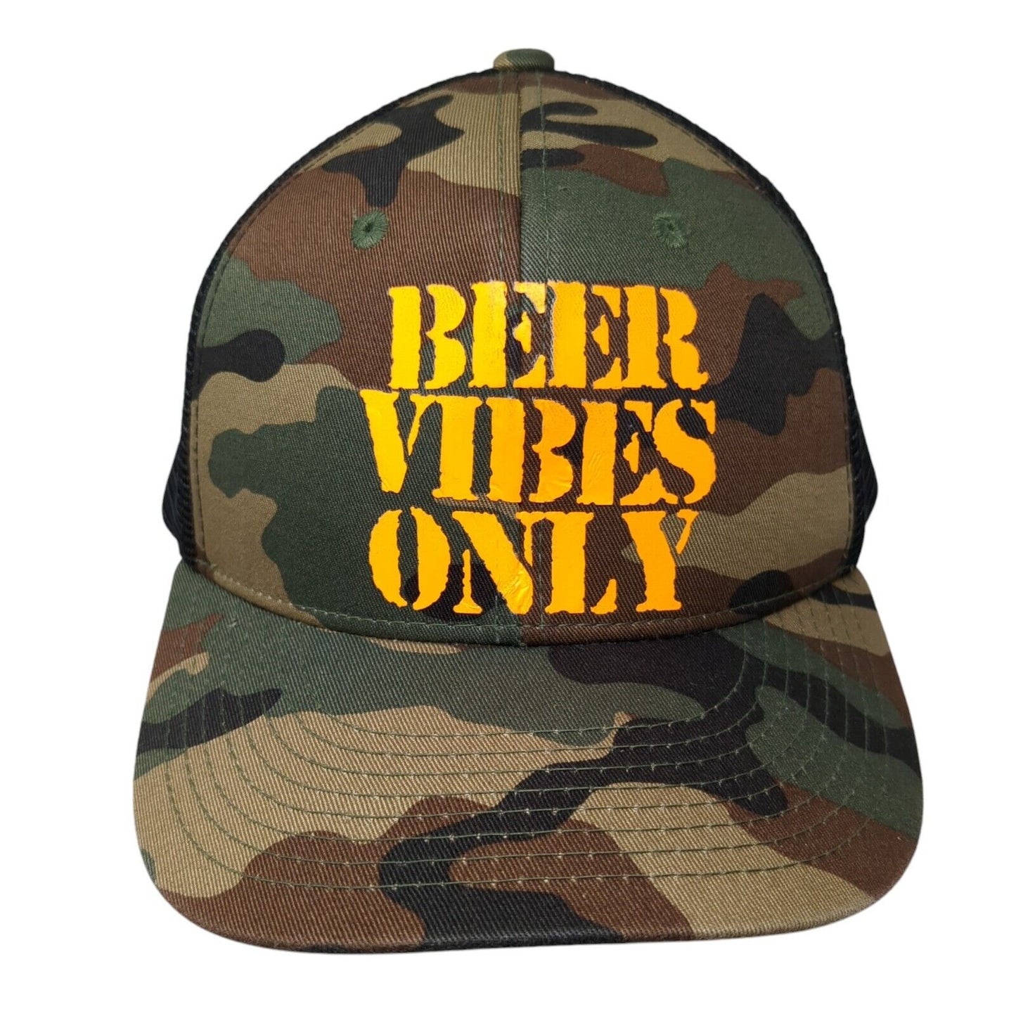 Beer Vibes Only Snapback Mesh Back Trucker Hat Camo One Size Adjustable