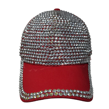 Unbranded Women's Bling Shiny Rhinestone Slideback Hat Red 100% Cotton