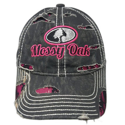 Mossy Oak Baseball Cap Black Pink One Size Lace Underlay Strapback Hat Camo Logo