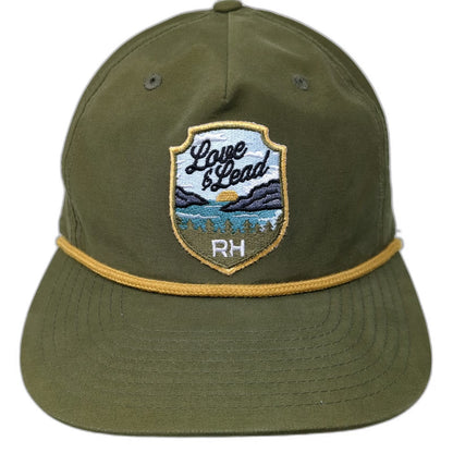 Richardson 5 Panel Green One Size Love Lead Patch Rope Hat Outdoor Snapback