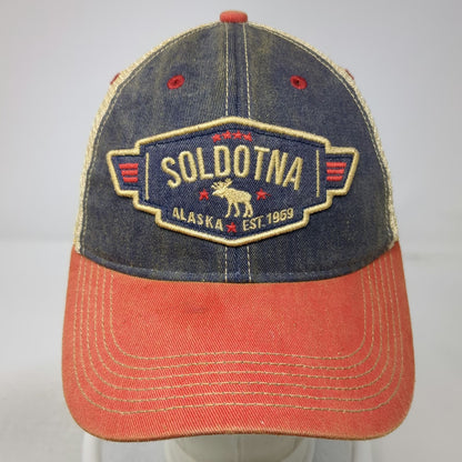 Legacy Trucker Hat Blue Orange Beige One Size Soldotna Alaska Moose Snapback