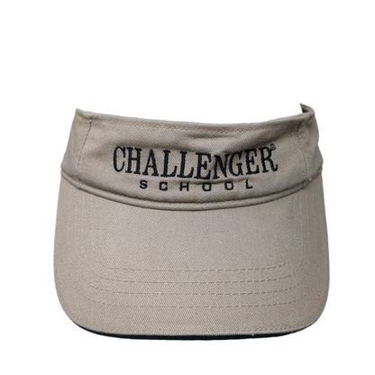 Challenger School Strapback Sun Visor Hat Tan One Size Adjustable Embroidered