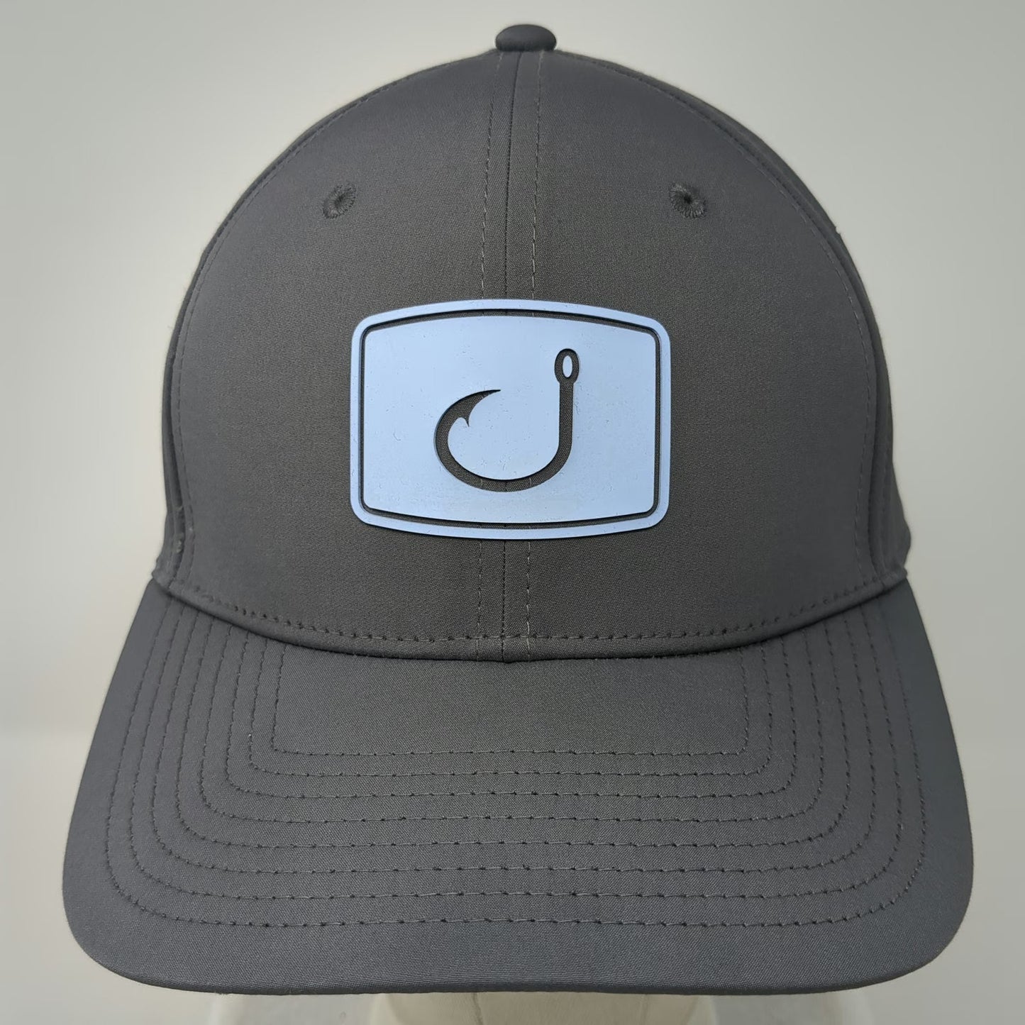 AVID Trucker Hat Gray One Size Snapback Fishing Hook Patch Laser Cut Performance