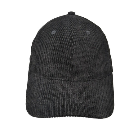 Unbranded Slideback Hat Black One Size Solid Adjustable Blank Corduroy
