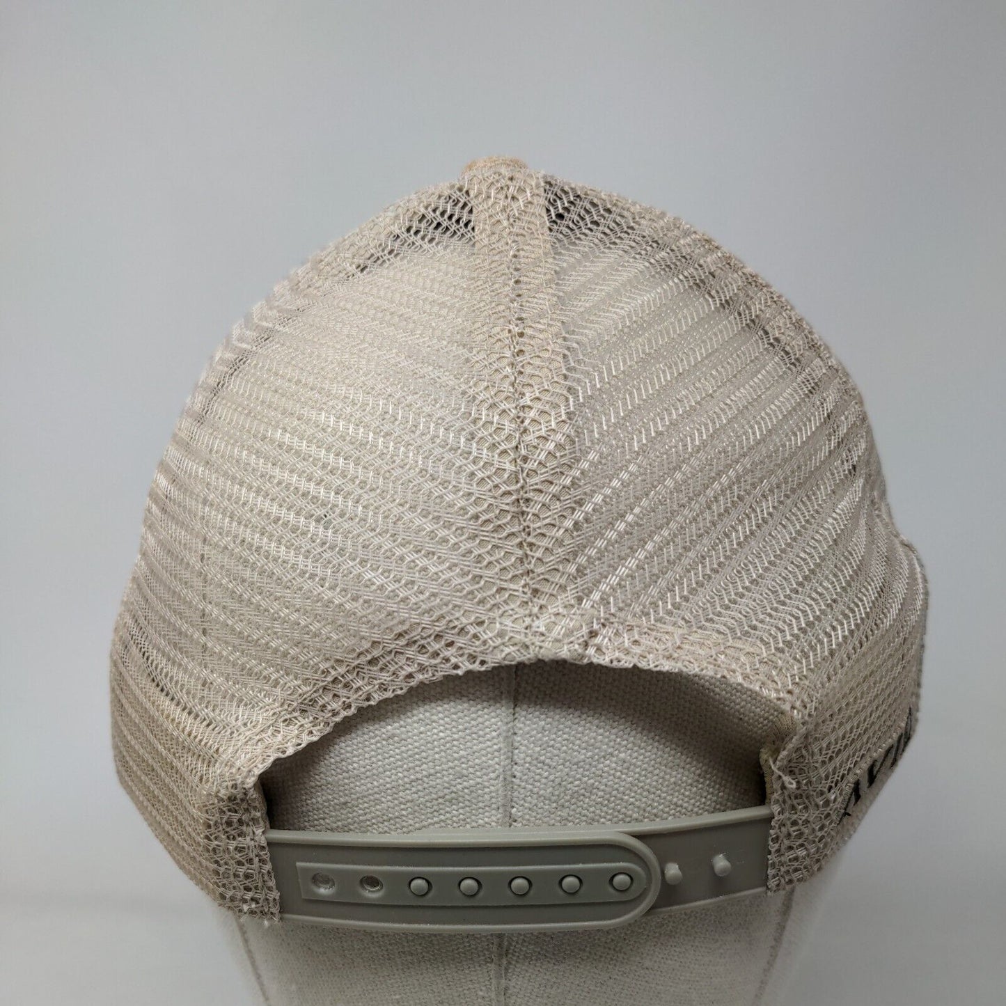 Avid Snapback Trucker Hat Tan OSFM Adjustable Mesh Back 6 Panel Polyester