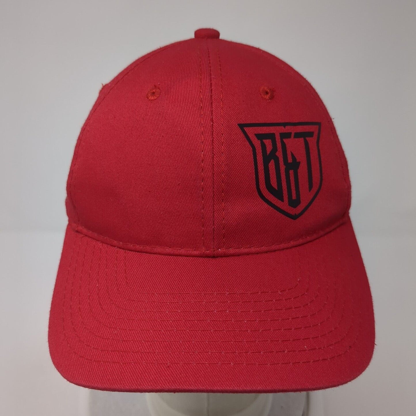 Outdoor Cap Strapback Hat Red One Size Solid Adjustable 6 Panel Logo