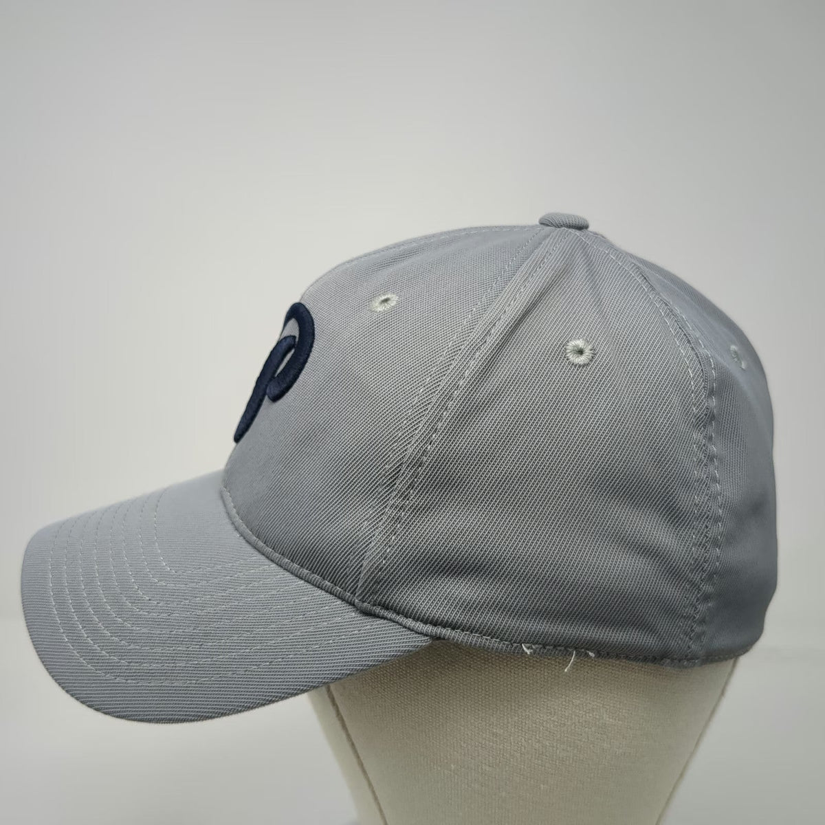 Legacy Baseball Cap Gray M Fitted Script P Embroidered Nylon Blend Stretch Hat