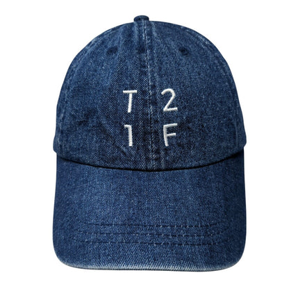 T21F Slideback Hat Blue One Size Adjustable Embroidered Denim 6 Panel
