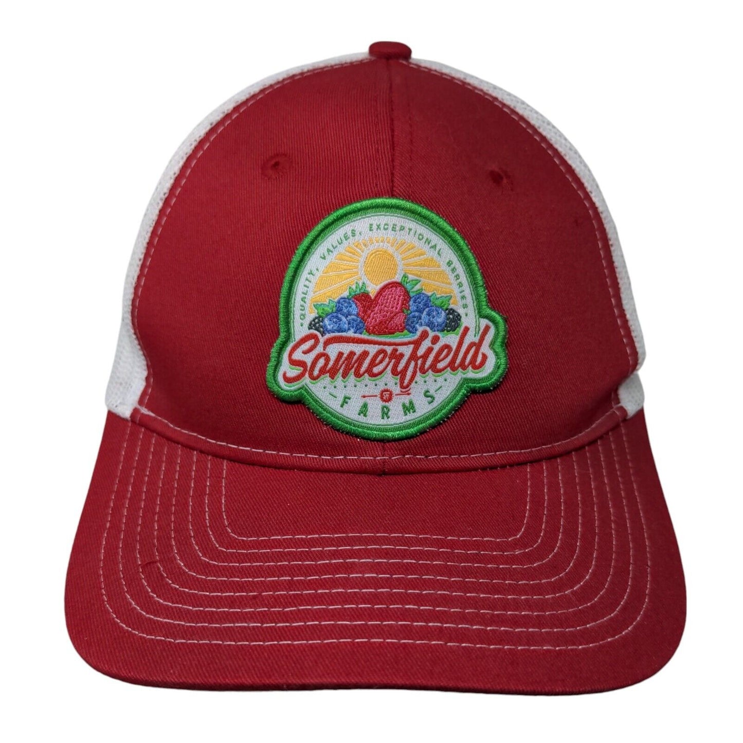 Somerfield Farms Snapback Trucker Hat Red One Size Mesh Back Port Authority