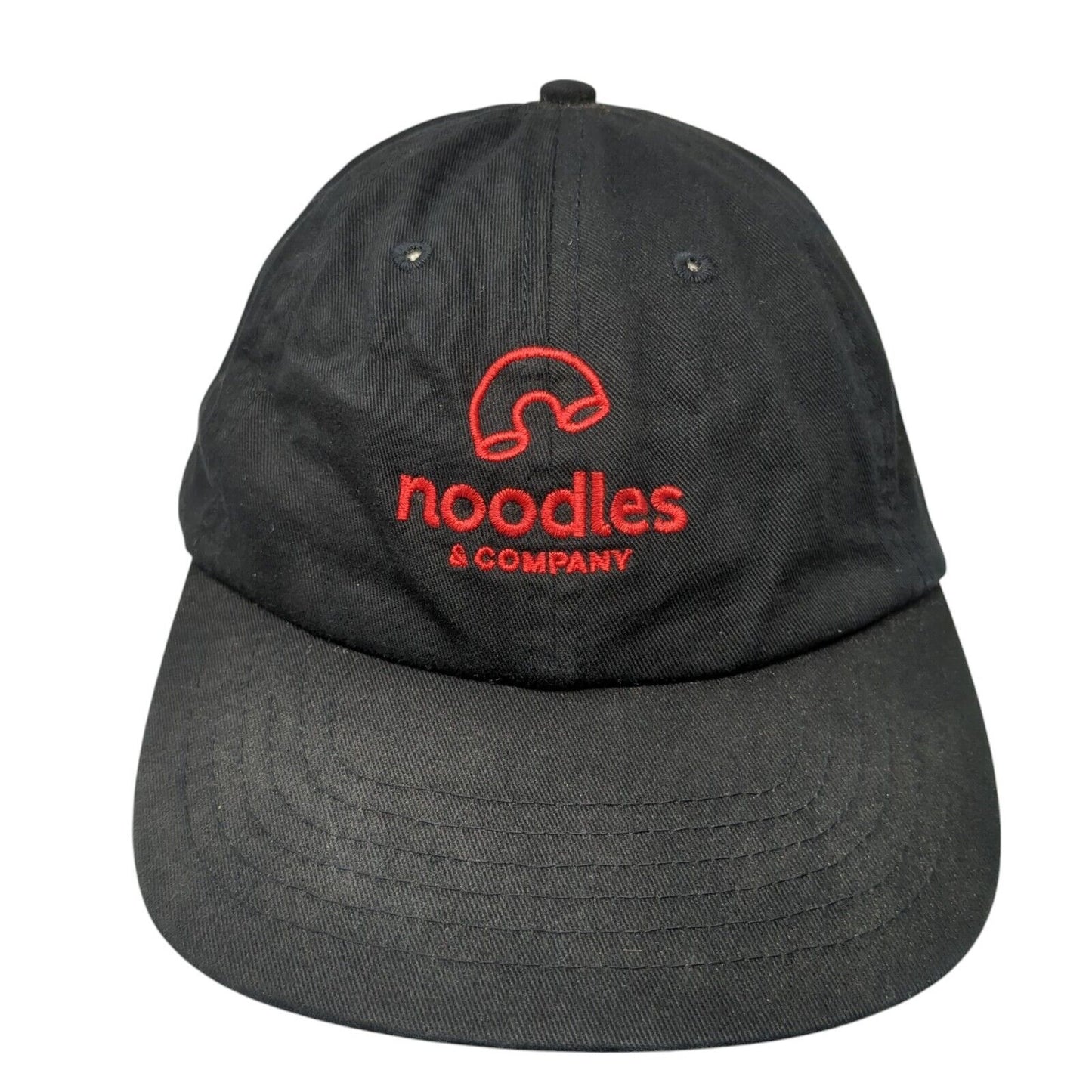 Noodles & Company Strapback Hat Black One Size Adjustable Embroidered Cotton
