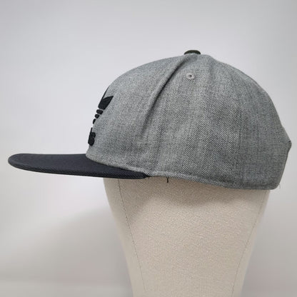 Adidas Snapback Gray Black One Size Flat Brim Trefoil Logo Structured Wool Hat