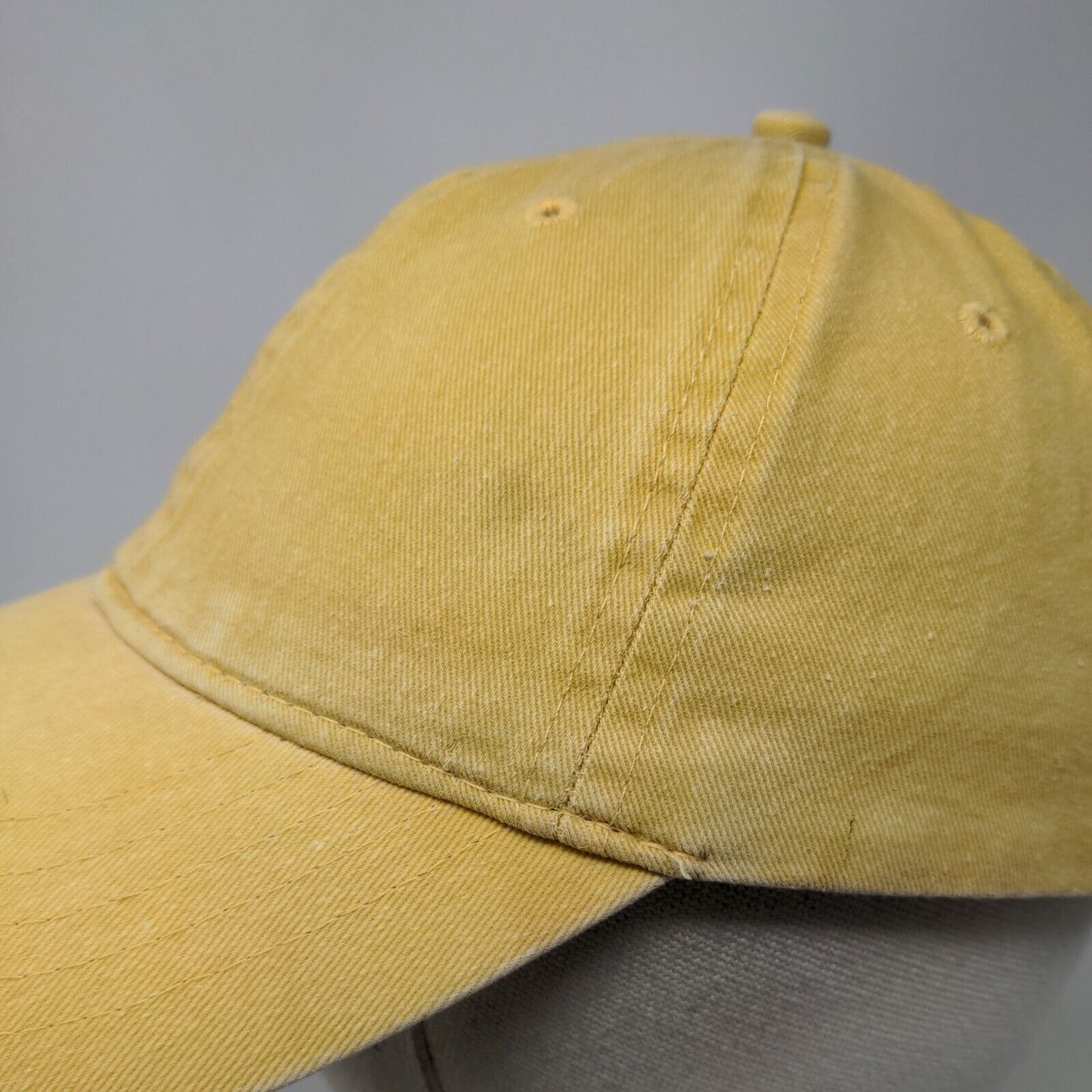 Unbranded Strapback Hat Yellow One Size Adjustable Vented Holes 6 Panel Blank