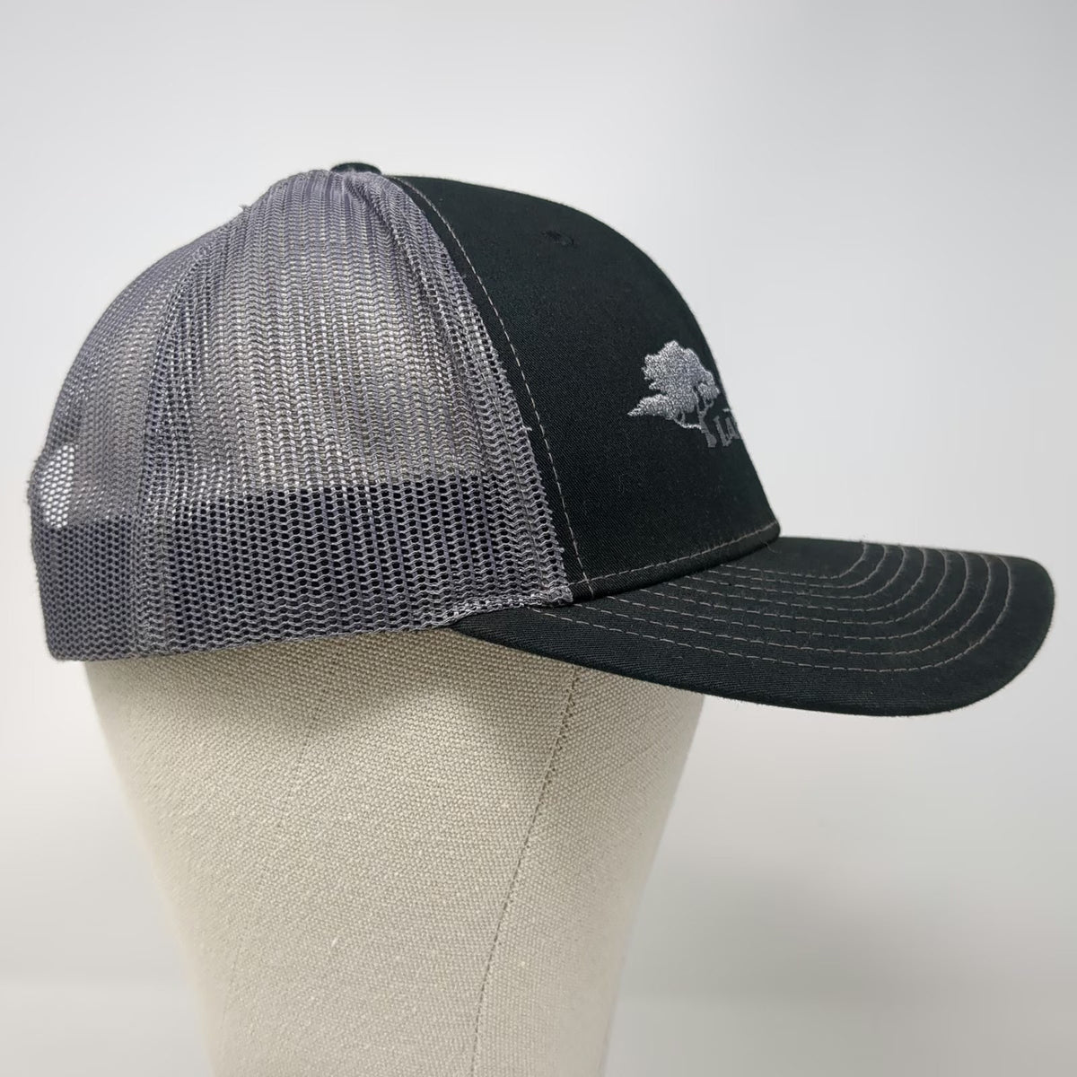 Richardson Trucker Hat Black One Size Snapback Mesh JR Landscaping Tree Logo