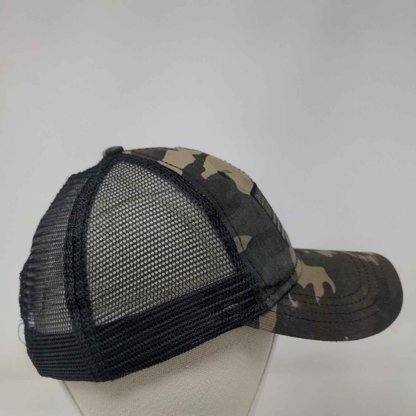 American Flag Patch Snapback Mesh Back Trucker Hat Camouflage One Size