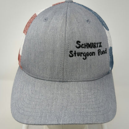 Richardson Trucker Hat Gray One Size USA Flag Stars Schwartz Sturgeon Pond