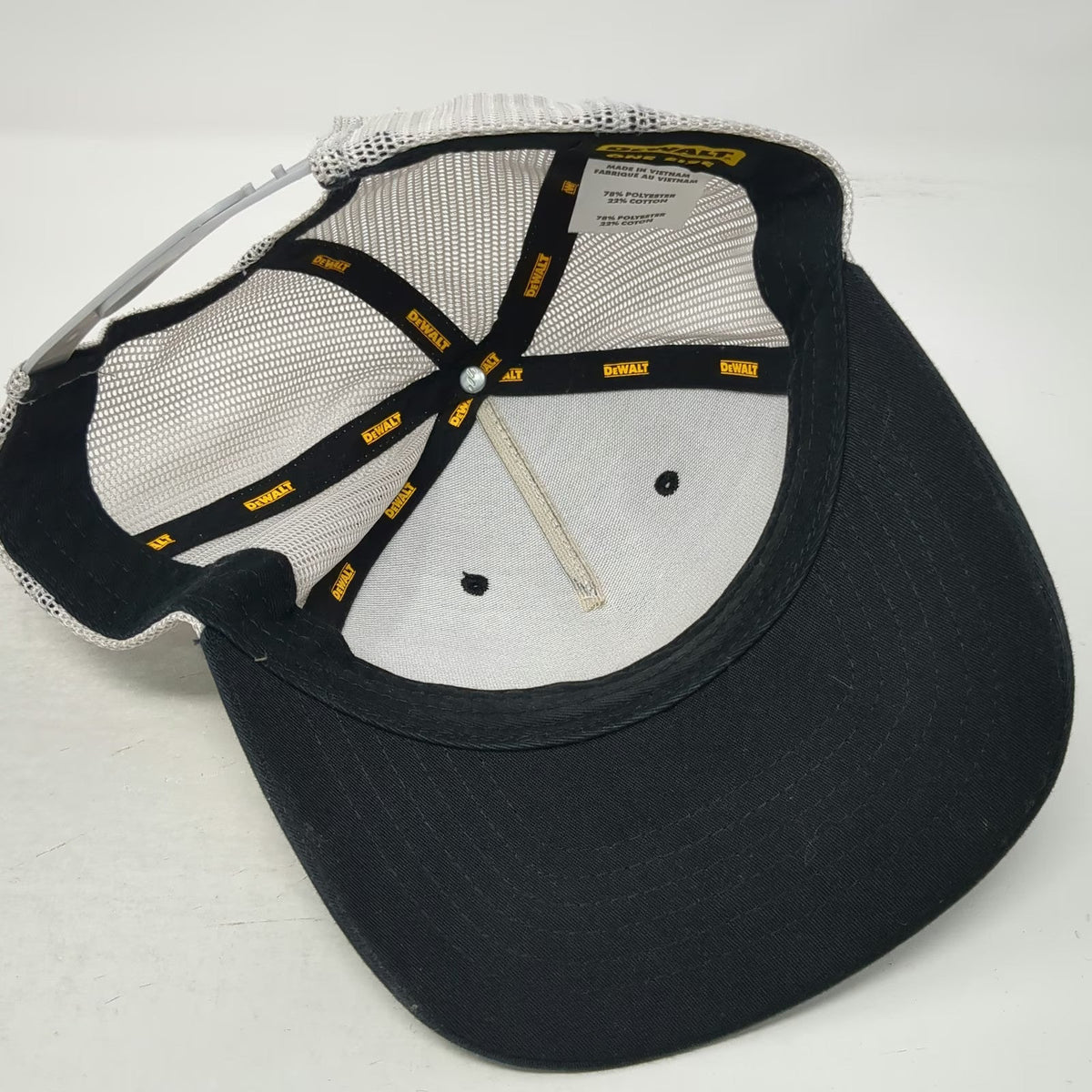 DeWalt Trucker Hat Black One Size Gray Mesh Back Snapback Logo Workwear Tools