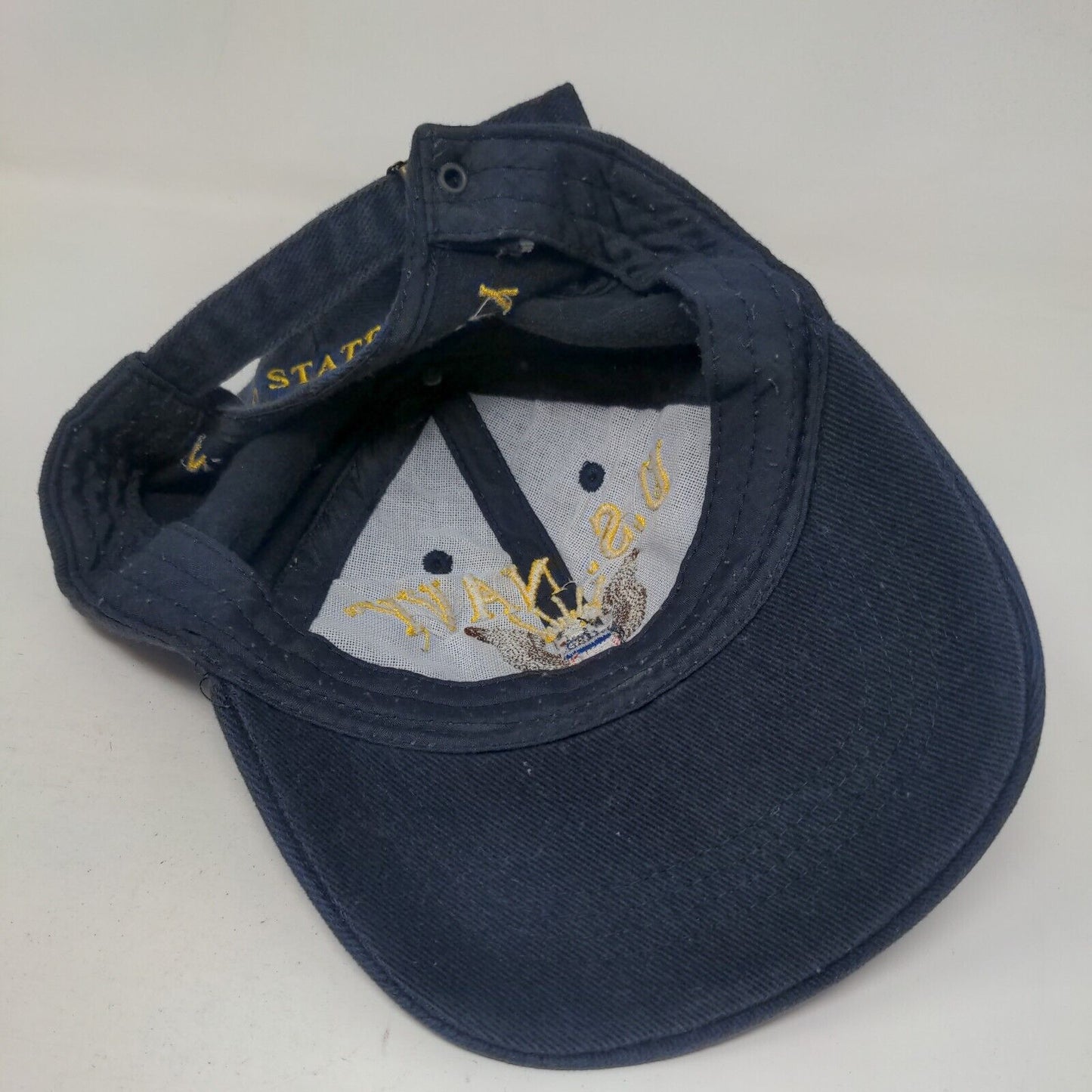 US Navy Veteran Proudly Served Slideback Hat Blue One Size Embroidered Logo