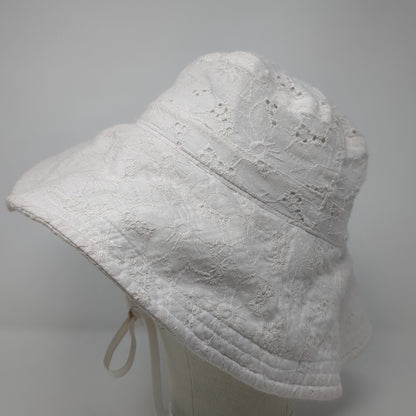 American Eagle Outfitters Bucket Hat White One Size Adjustable Strap Eyelet
