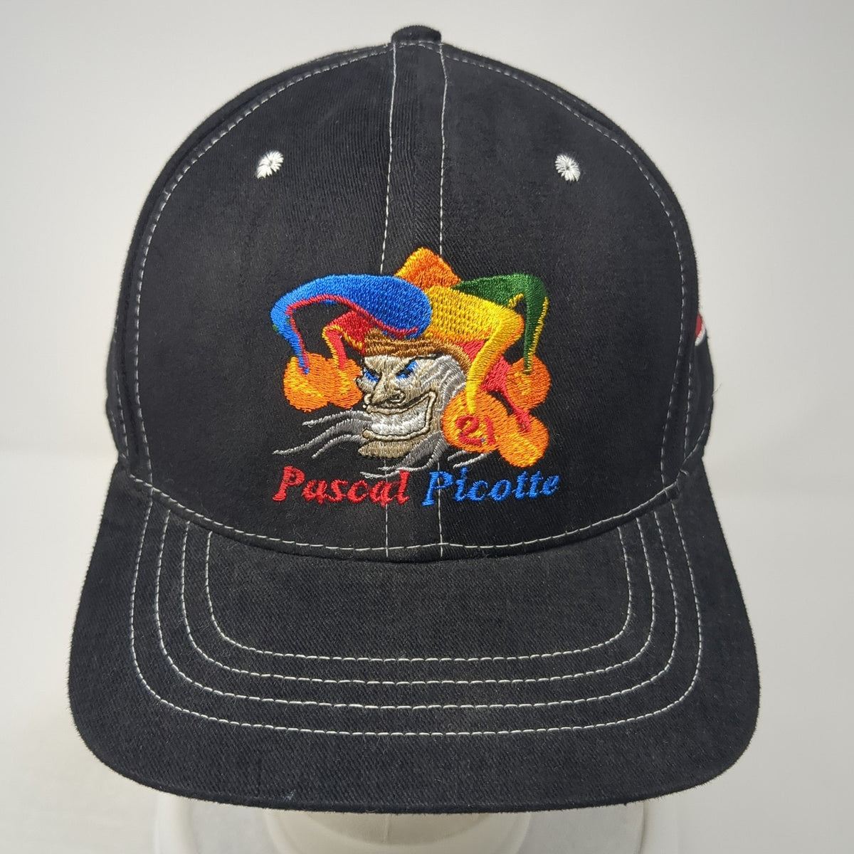 Vintage Pascal Picotte Snapback Hat Embroidered Joker Jester Logo #21 Black