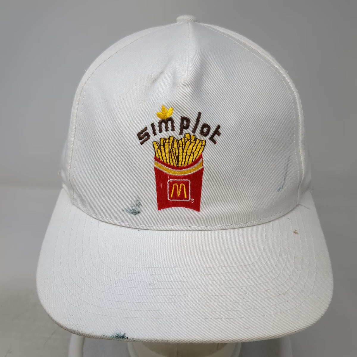 Head To Toe 5 Panel White McDonalds Simplot Fries Strapback Hat Logo Vintage
