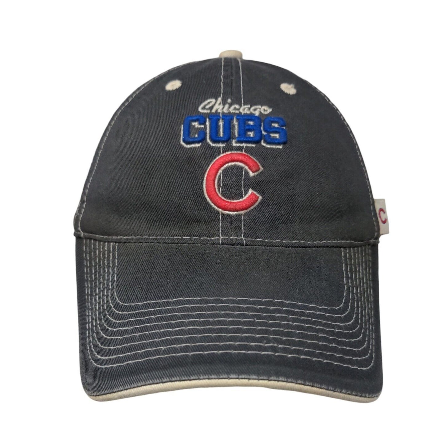 MLB Men's Slideback Hat Gray Size OSFA Embroidered Chicago Cubs Embroidered Logo