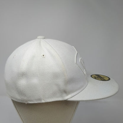 New Era MLB Baseball Cap White 7 1/8 Fitted 59FIFTY DC Logo Tonal Flat Brim
