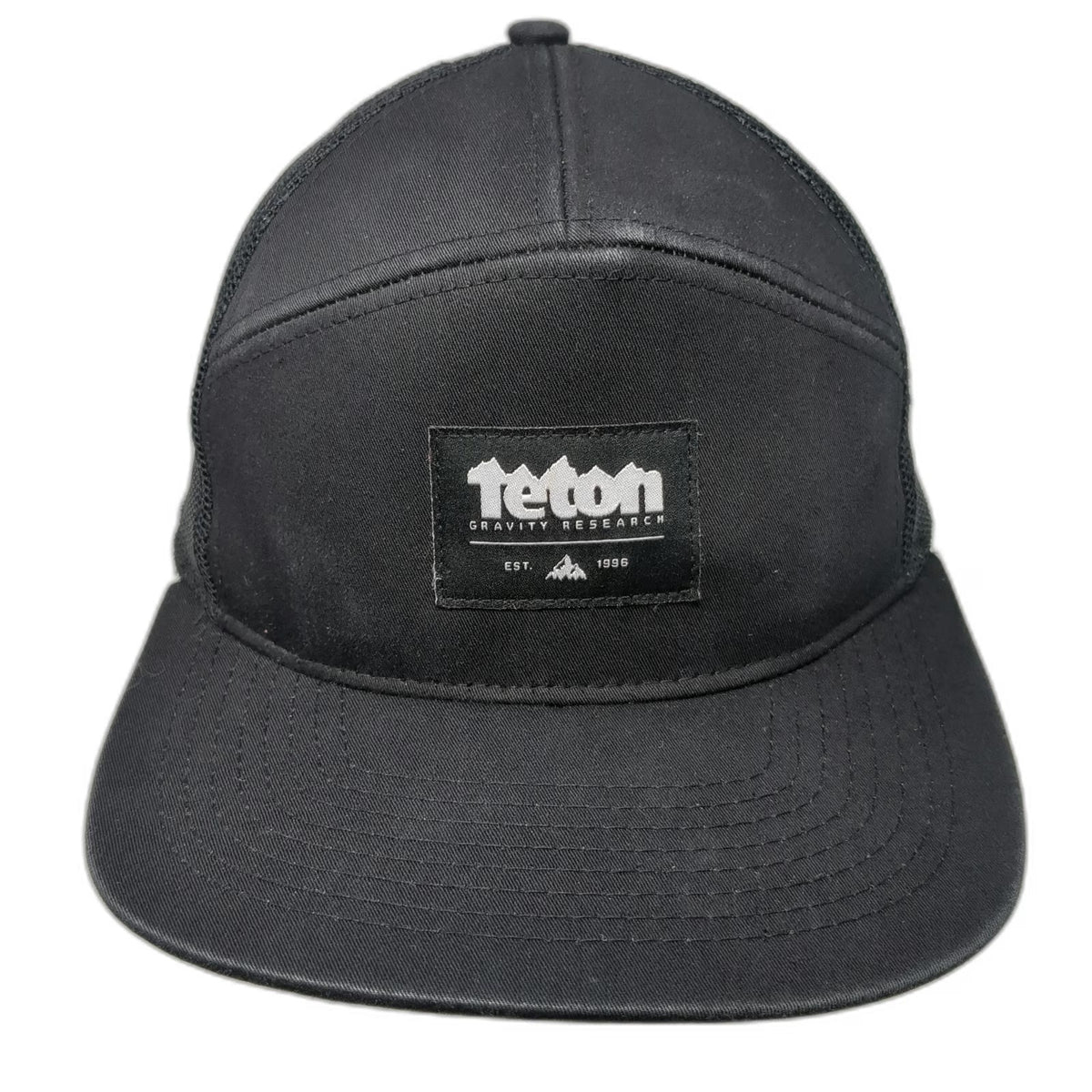 Teton Gravity Research Trucker Hat Black One Size Flat Brim Snapback Mesh Patch