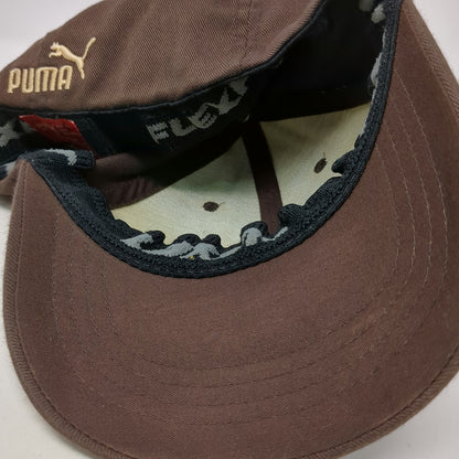 Puma Baseball Cap Brown One Size Fitted Flexfit Embroidered Logo Hat Athletic