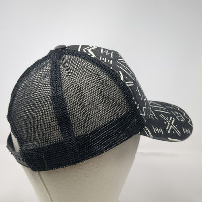 Billabong Trucker Hat Black One Size Snapback Mesh Tribal Geometric Pattern