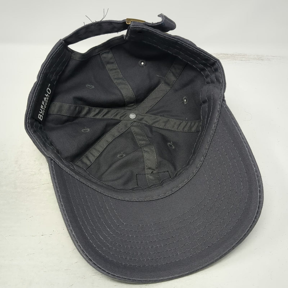 Buffalo Outdoors Baseball Cap Gray One Size Cotton Patch Logo Slideback Hat