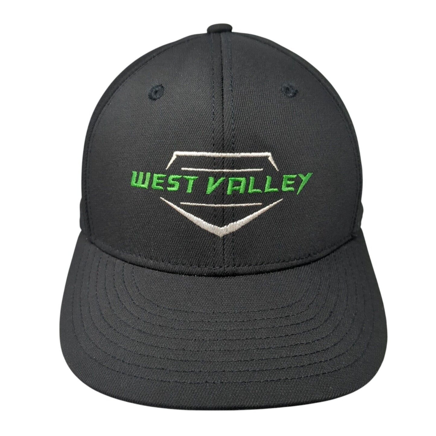 West Valley Fitted Hat Black L-XL Solid Embroidered 6 Panel Champro