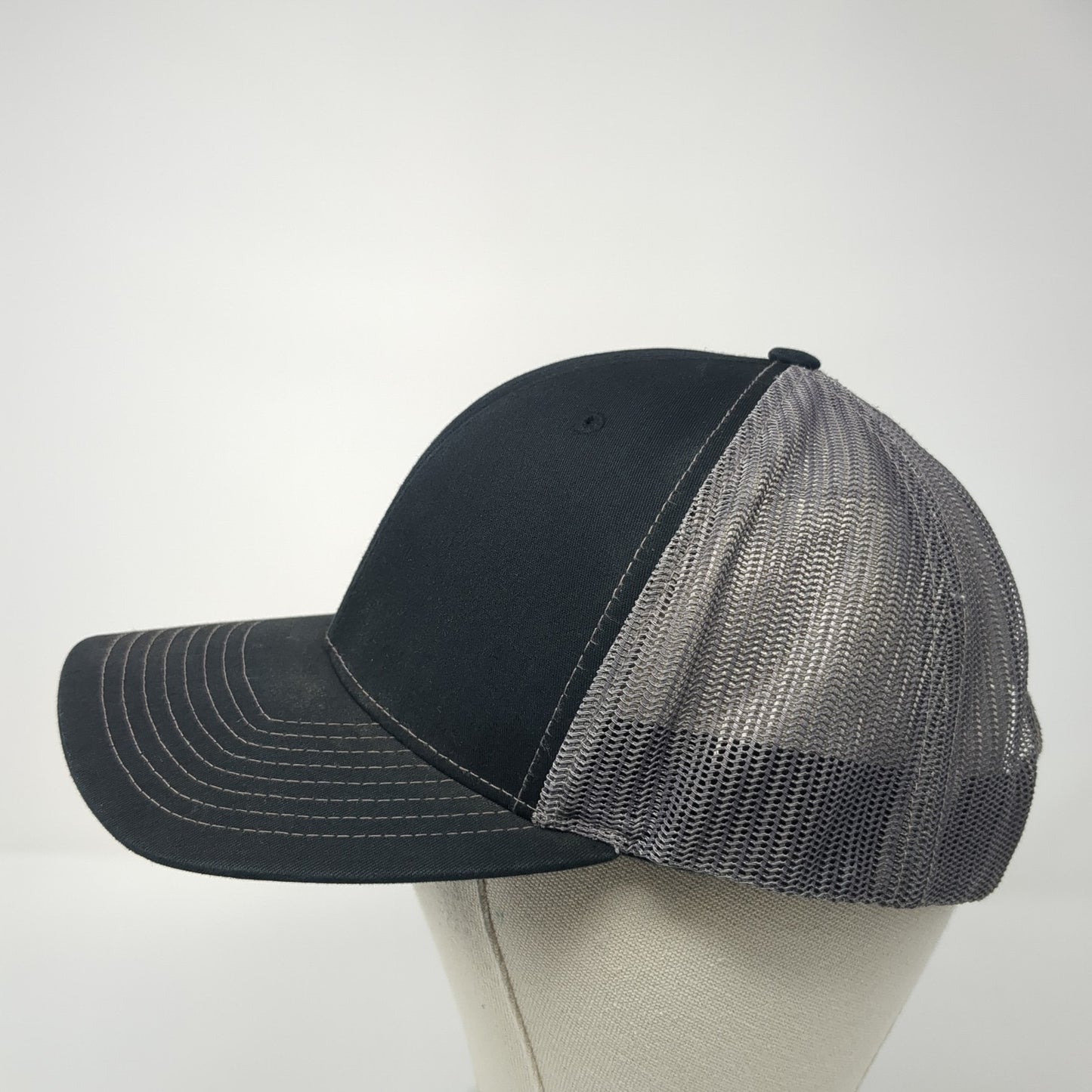 Forty-Seven Snapback Trucker Hat Black One Size Adjustable Mesh Back Richardson