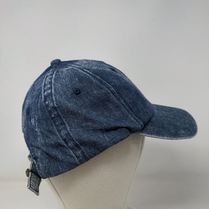 Empyre Slideback Hat Blue One Size Adjustable Embroidered Floral Denim Cotton
