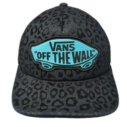 Vans Trucker Hat Black Blue One Size Leopard Print Logo Patch Mesh Back