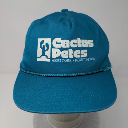 Cactus Petes Resort Casino Snapback Rope Hat Blue OSFA Adjustable
