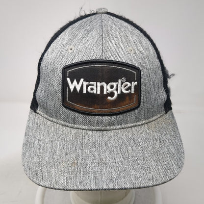 Wrangler Trucker Hat Gray One Size Snapback Mesh Back Logo Patch Heathered