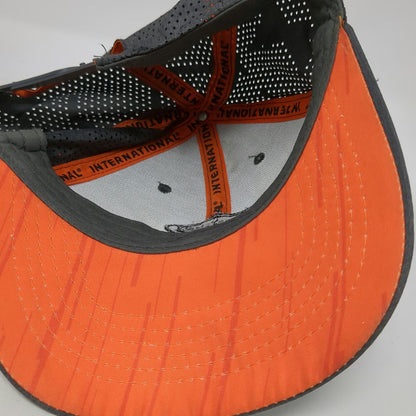 International Trucker Hat Gray One Size Perforated Snapback Orange Underbrim