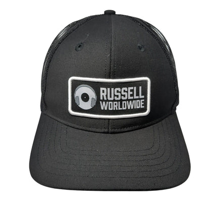Russell Worldwide Snapback Mesh Back Trucker Hat Black One Size 6 Panel